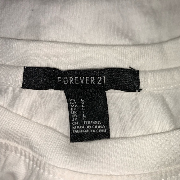 Forever 21 White Cropped Kitten Graphic Top - Picture 5 of 8